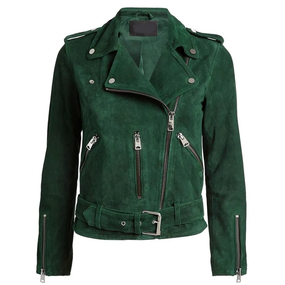 Behind Her Eyes Simona Brown Green Suede Jacket