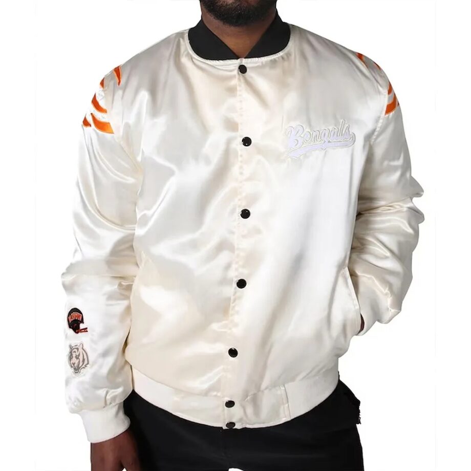Cincinnati Bengals White Satin Jacket