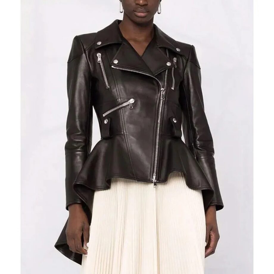 The 100 Season 7 Eliza Taylor Peplum Leather Jacket