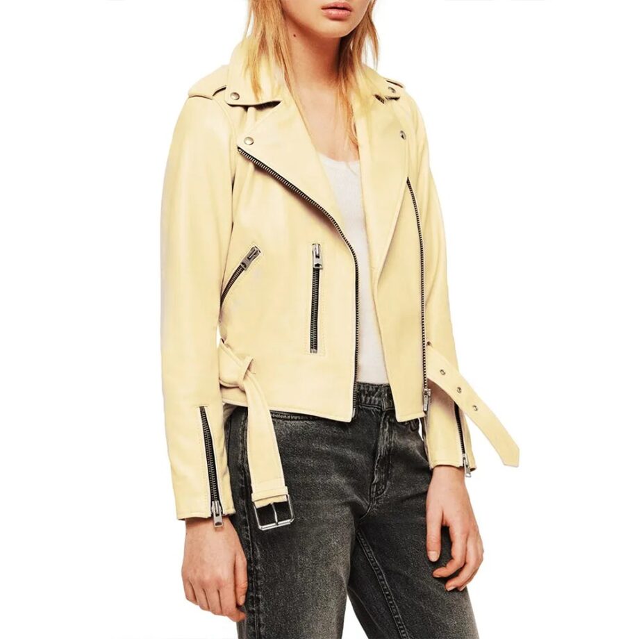 Eve The Talk Cream Leather Jacket