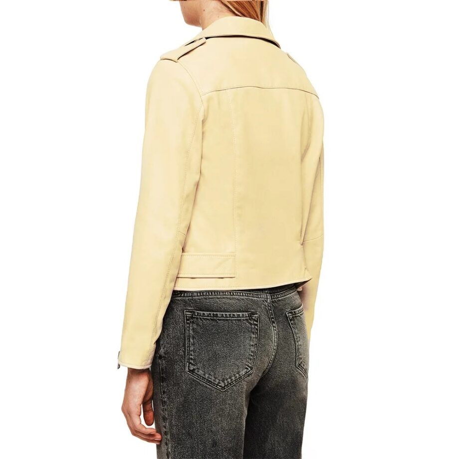 Eve The Talk Cream Leather Jacket