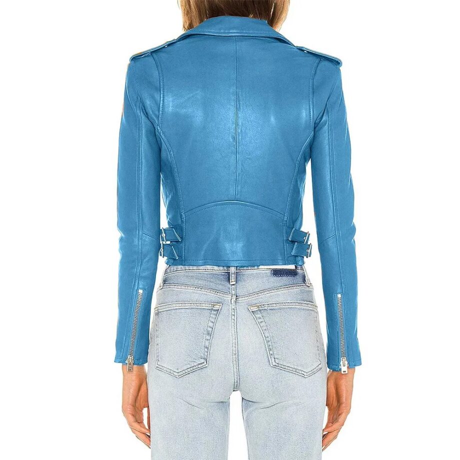 Eve The Talk Blue Leather Jacket