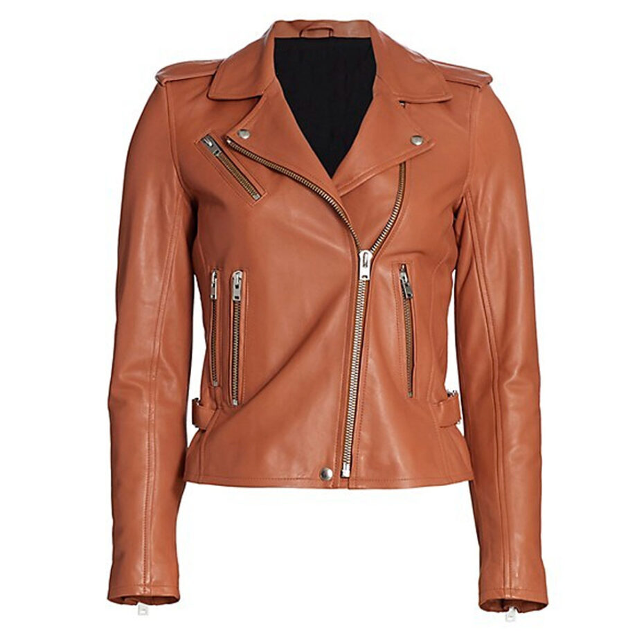 Big Sky S03 Katheryn Winnick Brown Leather Biker Jacket