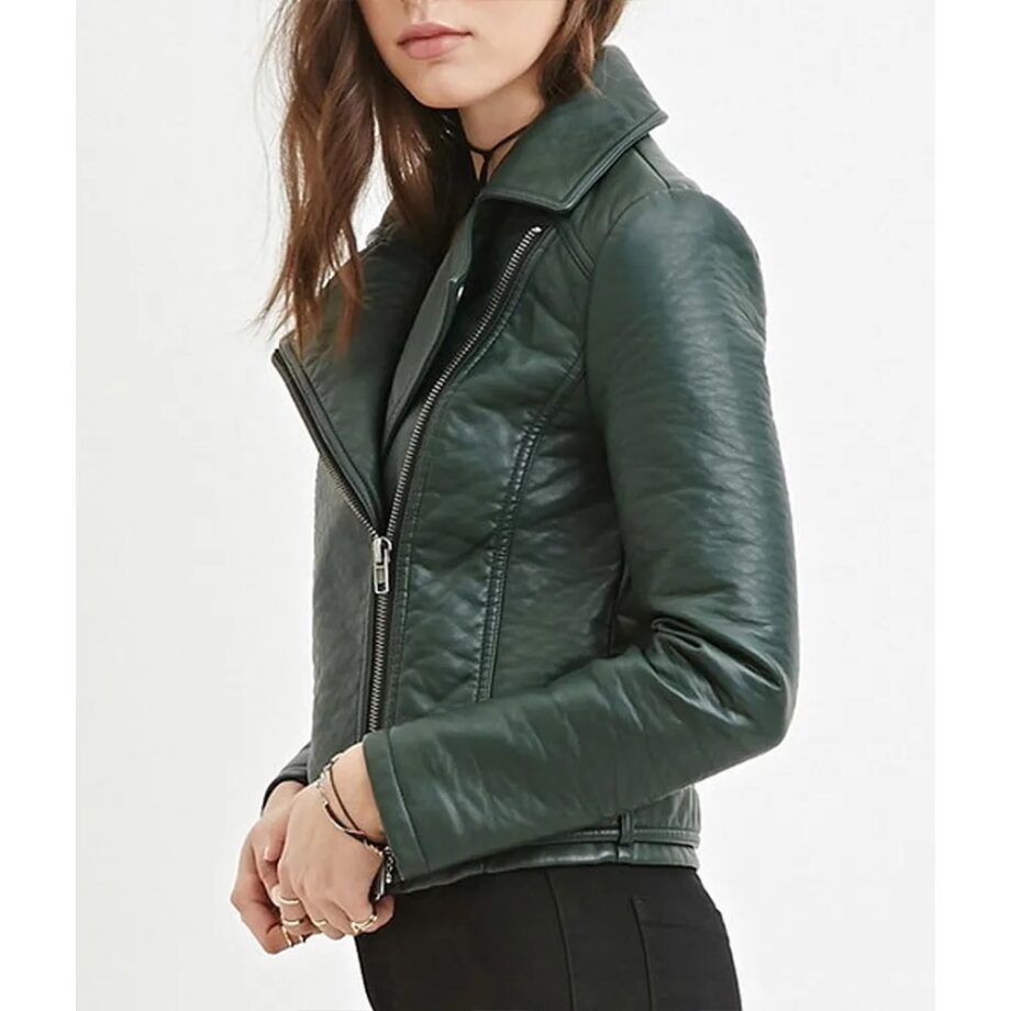 Law & Order Organized Crime Ainsley Seiger Green Leather Jacket