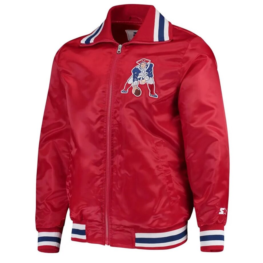 New England Patriots Captain Red Varsity Satin Jacket