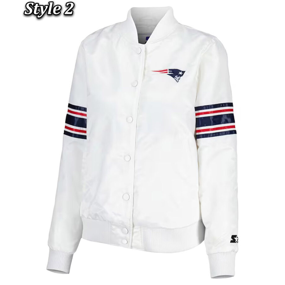 New England Patriots Power Forward Satin White Jacket