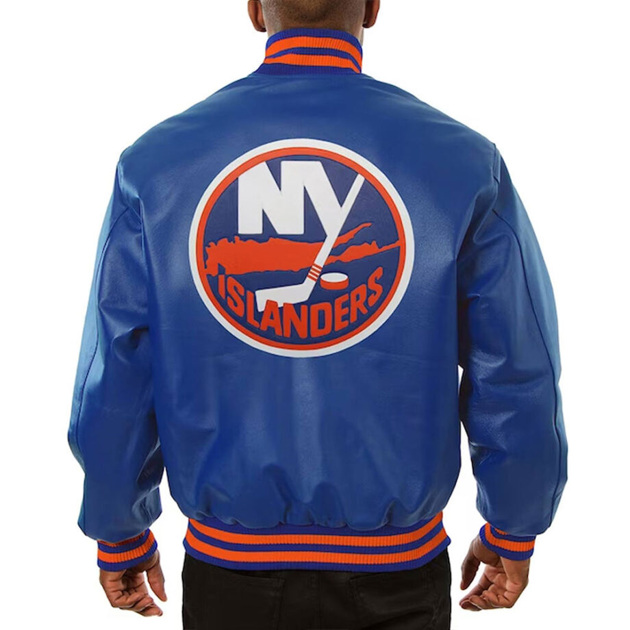 New York Islanders Royal Varsity Leather Jacket