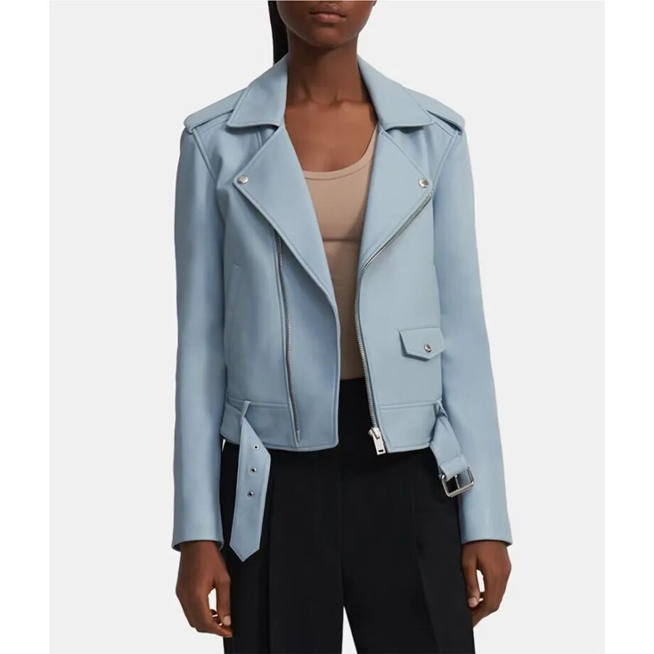 Sofia Black-DElia Blue Leather Jacket