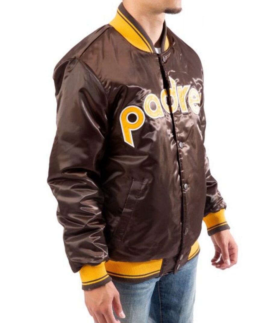 San Diego Padres Brown Satin Bomber Jacket