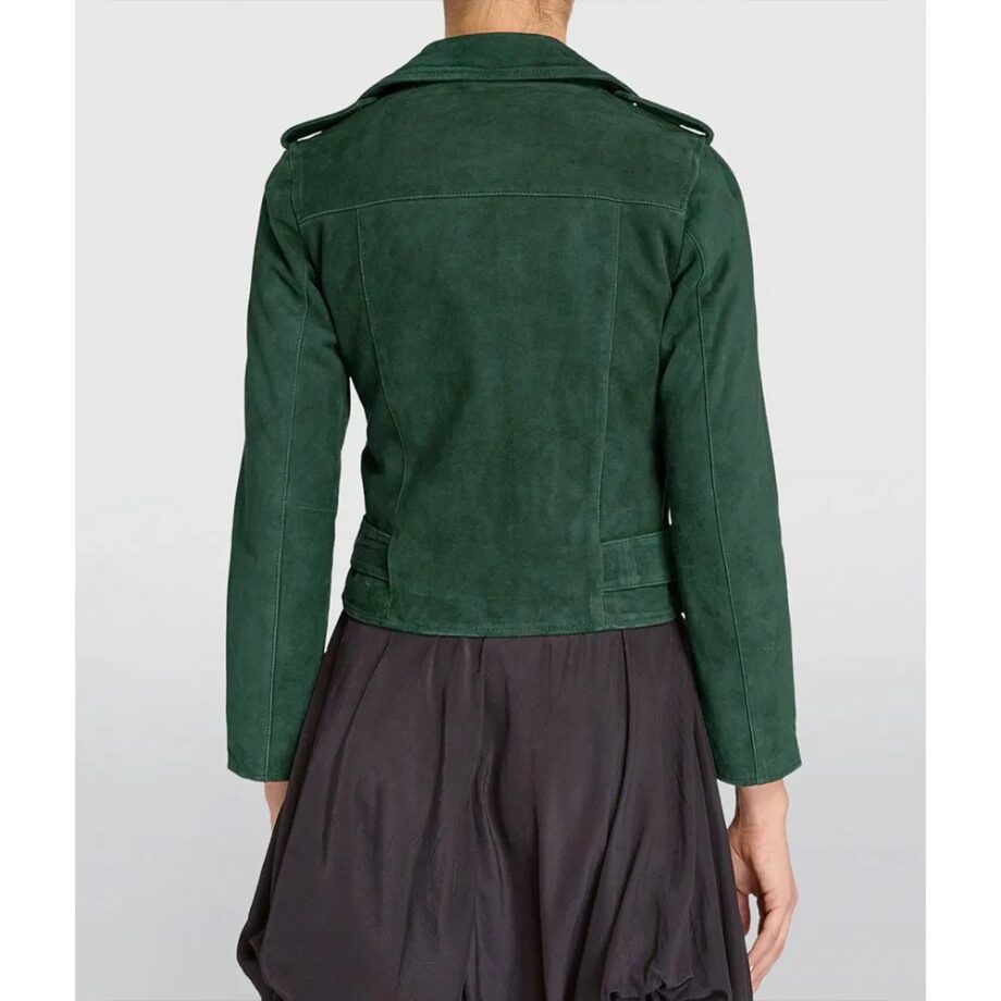 Behind Her Eyes Simona Brown Green Suede Jacket
