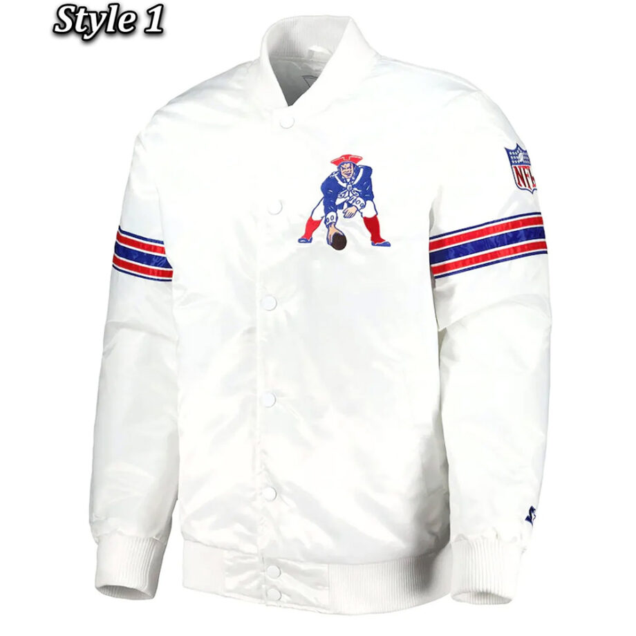 New England Patriots Power Forward Satin White Jacket
