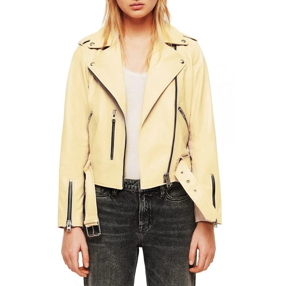 Eve The Talk Cream Leather Jacket
