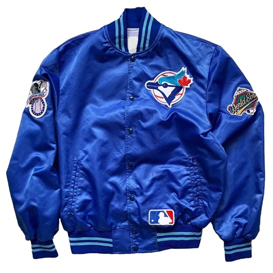 Vintage 90s Toronto Blue Jays Blue Satin Jacket