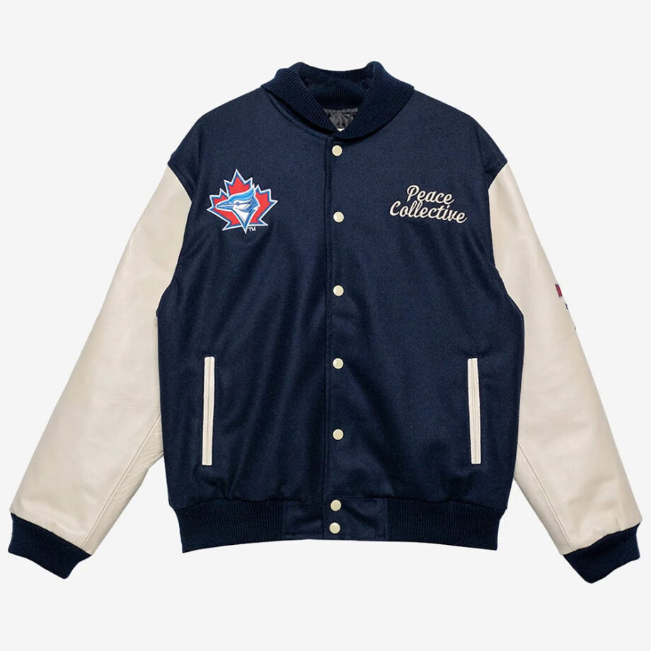 Toronto Blue Jays Patch Navy & Cream Letterman Jacket