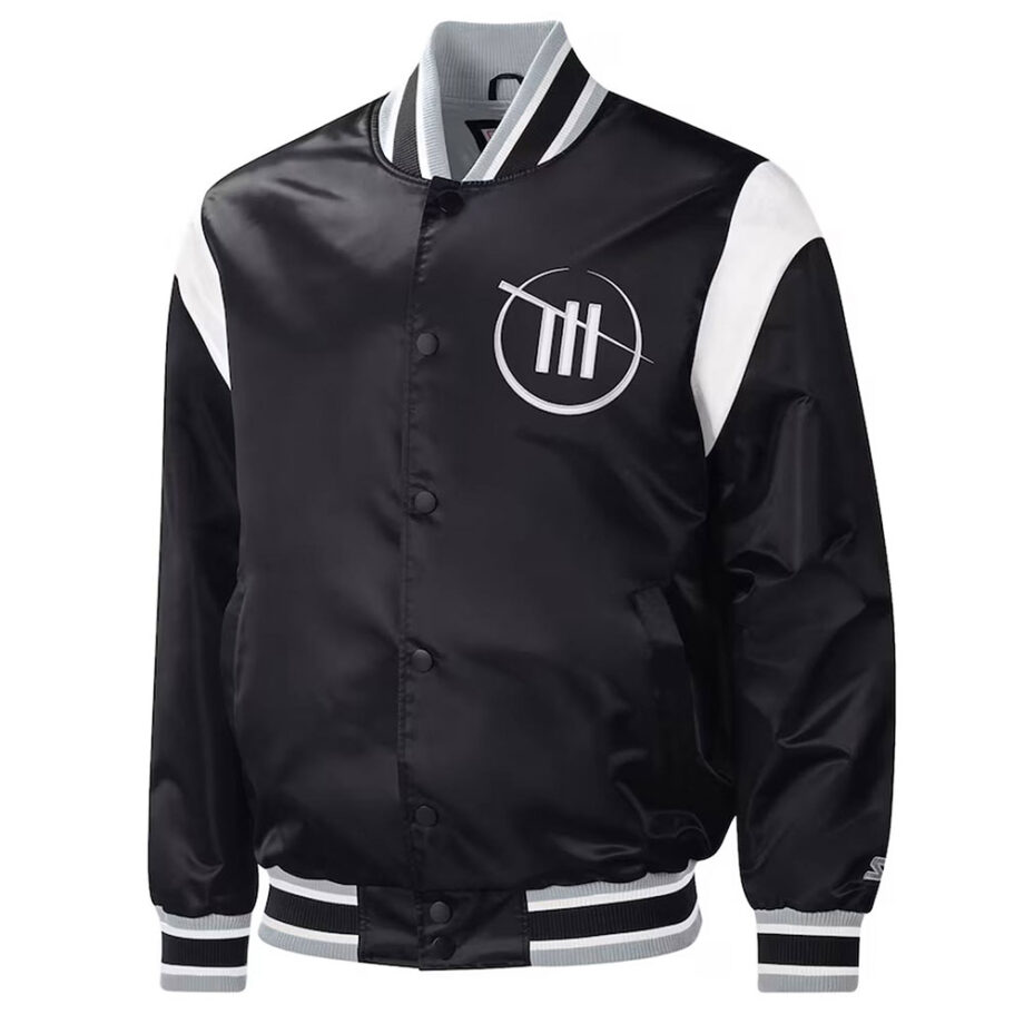 Trackhouse Racing Force Play Black Varsity Satin Jacket