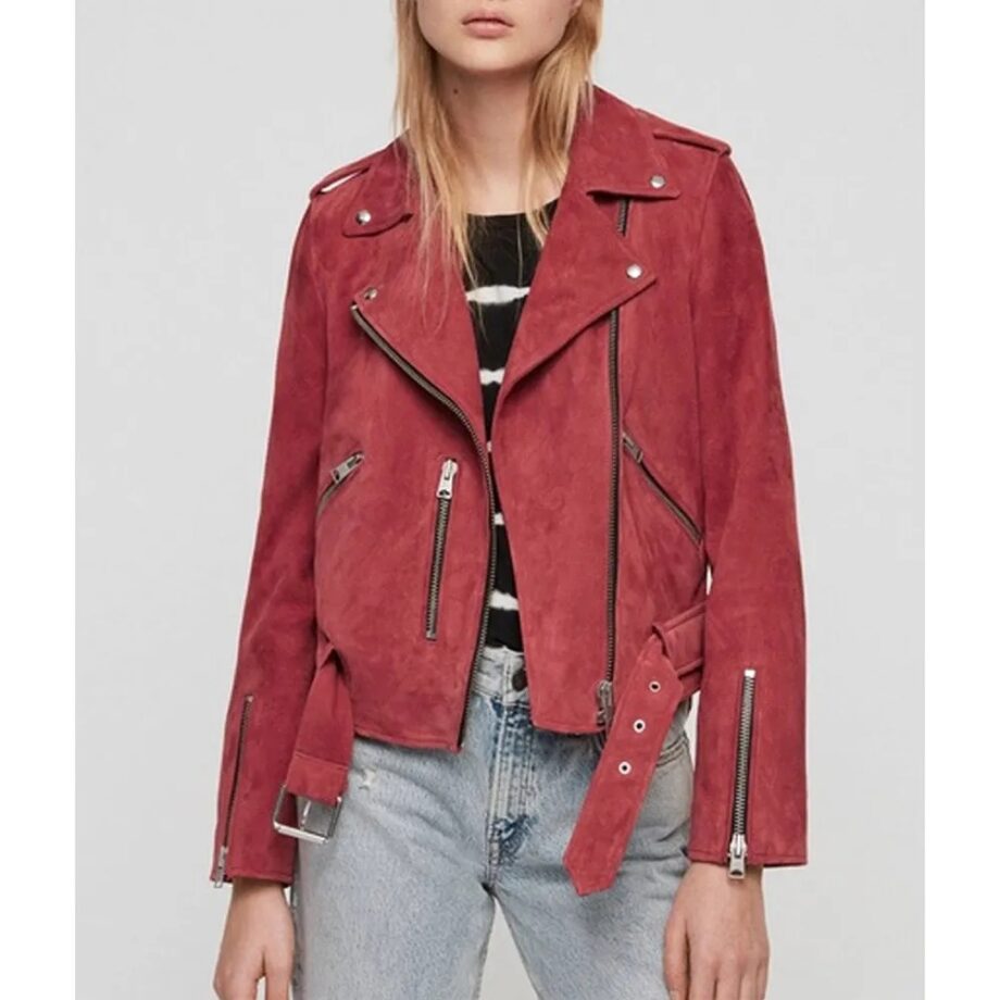 You Me Her Priscilla Faia Red Suede Jacket