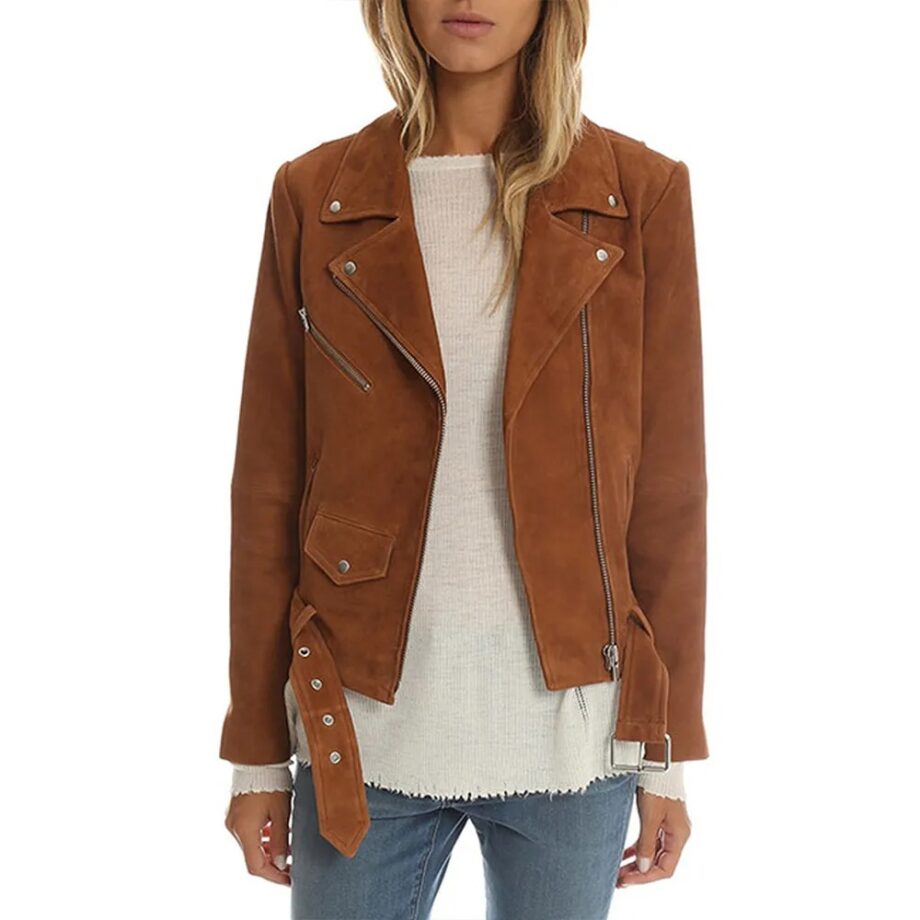 You Me Her Season 2 Priscilla Faia Brown Suede Jacket